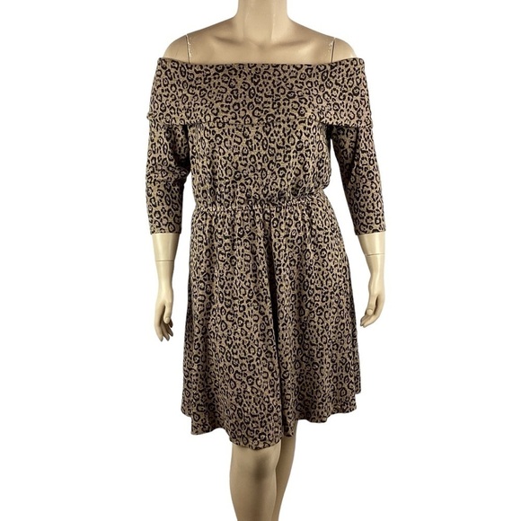 Lane Bryant Off the Shoulder Dress Size 14/16 Wild Animal - Picture 1 of 7